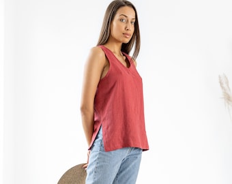 Haut en lin NAOMI / T-shirt en lin / Chemisier en lin pour femme / Débardeur en lin