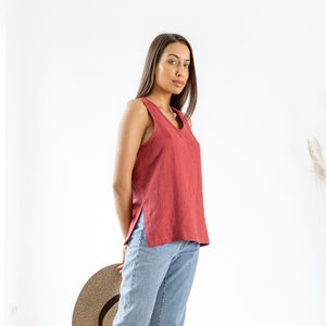 Linen Top NAOMI / Linen T Shirt / Linen Blouse Womens / Linen Tank Top