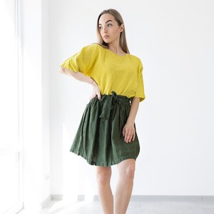 Ready to ship / Linen Skirt NATALIA / Ruffle Linen Skirt / Mini Linen Skirt / Women&#39;s Short linen skirt