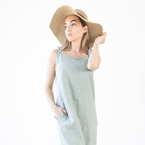 Long Linen Dress Monserrat / Spaghetti Strap Dress / Women&#39;s Linen Dress / Maxi Linen Dress