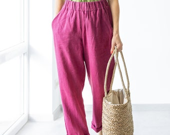Ready to ship / Women's Linen Pants CECILIA / Women Linen trousers / Minimalist Linen Pants
