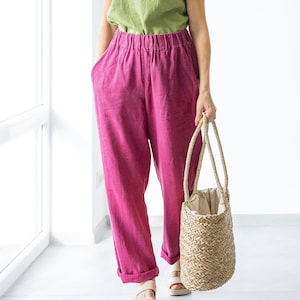 Ready to ship / Women&#39;s Linen Pants CECILIA / Women Linen trousers / Minimalist Linen Pants