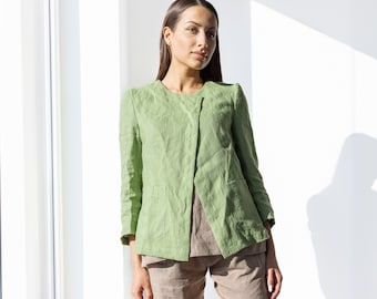 Linen Jacket CHLOE / Linen Blazer Women / Light Linen Cardigan / Open Front Linen Short Jacket