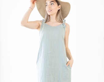 Ready to ship / Long Linen Dress Monserrat / Spaghetti Strap Dress / Women's Linen Dress / Maxi Linen Dress