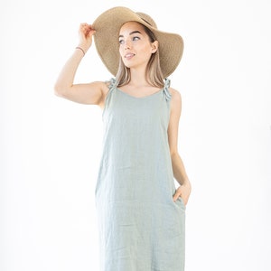 Ready to ship / Long Linen Dress Monserrat / Spaghetti Strap Dress / Women&#39;s Linen Dress / Maxi Linen Dress