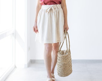 Ruffle Linen Skirt NATALIA / Short Linen Skirt / Mini Linen Skirt / Women's Midi Linen Skirt