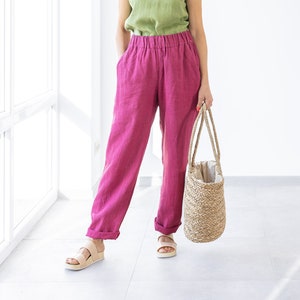 Women&#39;s Linen Pants CECILIA / Women Linen trousers / Minimalist Linen Pants