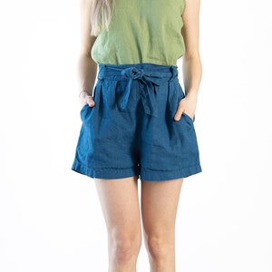 Women&#39;s Linen Shorts Isabella / Women Loose Shorts / Linen Shorts with Elastic Waist Band