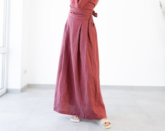 Ready to ship / Maxi Linen Skirt AMICA / A Line Skirt / Long Linen Skirt / Ruffle Linen skirt / Vintage Linen Skirt