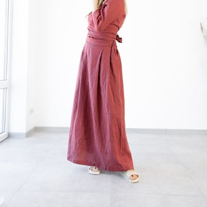 Versandfertig / Versandfertiger / Maxi Leinenrock AMICA / A Line Rock / Langer Leinenrock / Rüschen Rock / Vintage Leinenrock