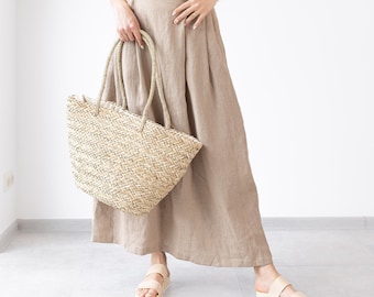 Maxi Linen Skirt AMICA / Women's  A Line Linen Skirt / Ruffle Skirt