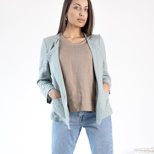 Ready to ship / Women Linen Cardigan CHLOE / Open Front Linen Jacket / Minimalist Linen Short Jacket