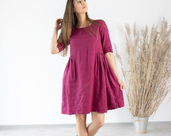 Ready to ship / Linen Dress Sarah / Women's Linen Dresses / Simple Ruffle Dress