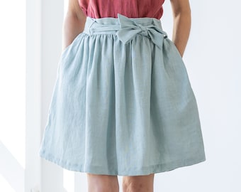 Ready to ship / Linen Skirt NATALIA / Midi Linen Skirt / Short Ruffle Skirt / Minimalist Skirt