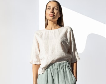 Leinen Top MOLLY / Frauen Leinen Bluse / Leinen T Shirt / Leinen Crop Top / Leinen Top Frauen