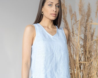 Women's Linen Blouse NAOMI / Linen T-shirt / Linen Sleeveless Top
