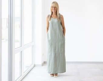 Linen Dress Monserrat / Spaghetti Strap Dress / Long  Linen Dress / Maxi Linen Dress