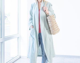 Womens Linen CARDIGAN EMMA / Long Linen Cardigan for Women / Autumn Linen Jacket  / Oversized Linen coat / Linen Kimono / Linen Blazer Dress