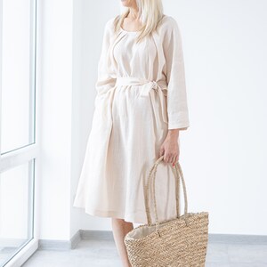 Linen dress Valencia long sleeve, relaxed fit knee-length/ washed and soft linen / OEKO-TEX certified linen available in many colours