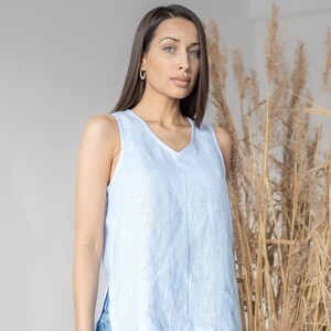 Ready to ship / Women Linen Blouse NAOMI / Linen T-shirt / Linen Sleeveless Top