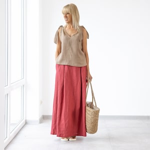 Amica Maxi Linen Skirt / High Waisted Linen Skirt / Women Linen Skirt