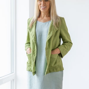 CHLOE  Linen Short Jacket / Linen Blazer For Women / Open Front Linen Cardigan