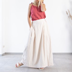 Linen MAXI Skirt AMICA / A Line Skirt /  Linen Clothing / Ruffled skirt / Natural Linen / Handmade / BOHO skirt / Full Length white Skirt /