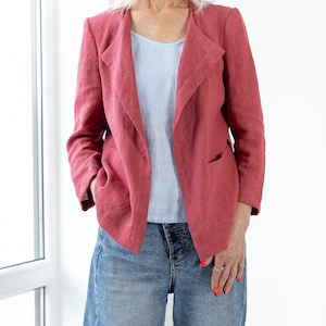 Lightweight Linen Cardigan CHLOE | Womens Open Front Blazer