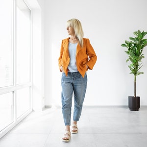 Lightweight Linen Jacket CHLOE / Women&#39;s Linen Blazer  / Linen Short Jacket / Linen Cropped Jacket / Linen Cardigan For Women