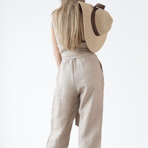 Linen Jumpsuit Mila / Loose Linen Overalls / Linen Romper With Belt / Women's Minimalist Linen Jumpsuit image 4