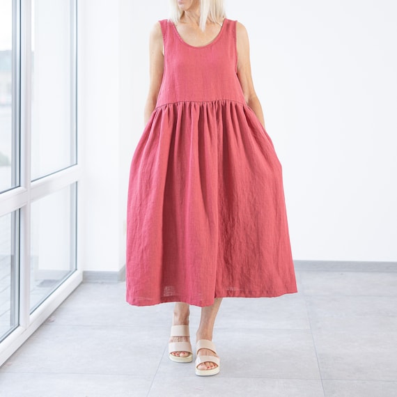 Linen Dress Eve / Sleeveless Linen Dress / Ready to Ship - Etsy Israel