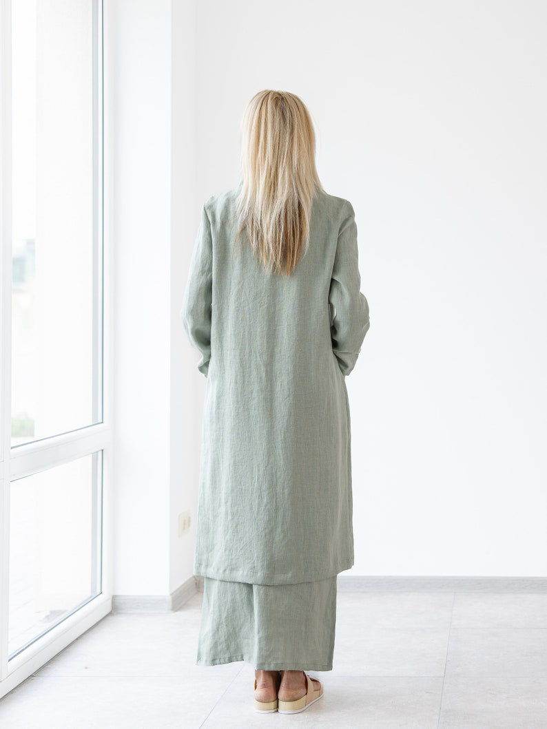 Open Front Plain Linen Drape Cardigan main image 0