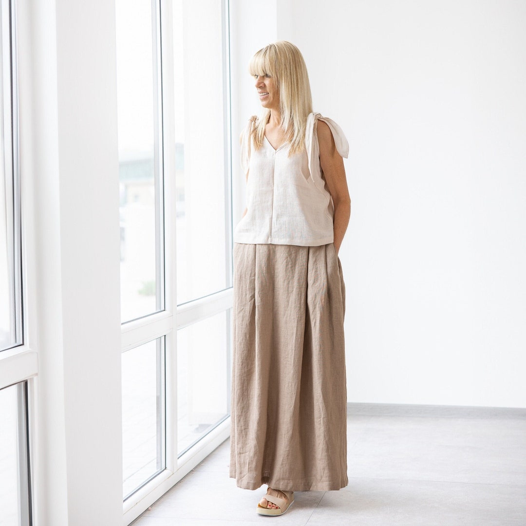 Maxi Linen Skirt AMICA / A Line Skirt / Ruffled Skirt - Etsy