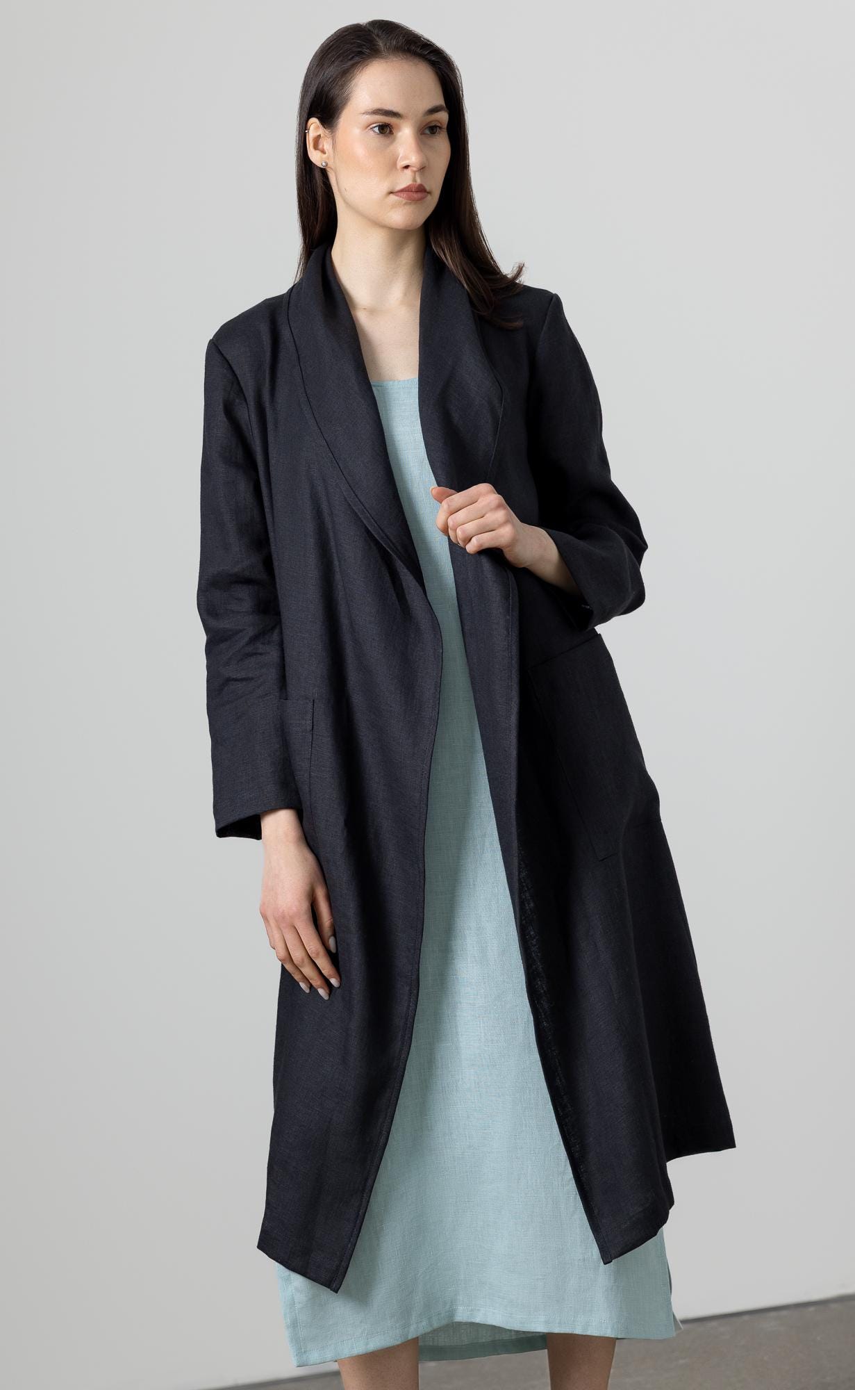 Linen Jacket Women Emma / Long Linen Cardigan / Women Linen Coat