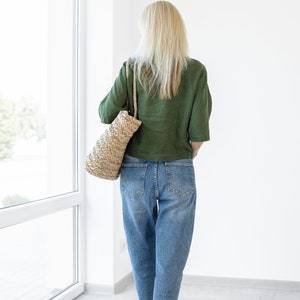 Lightweight linen top green