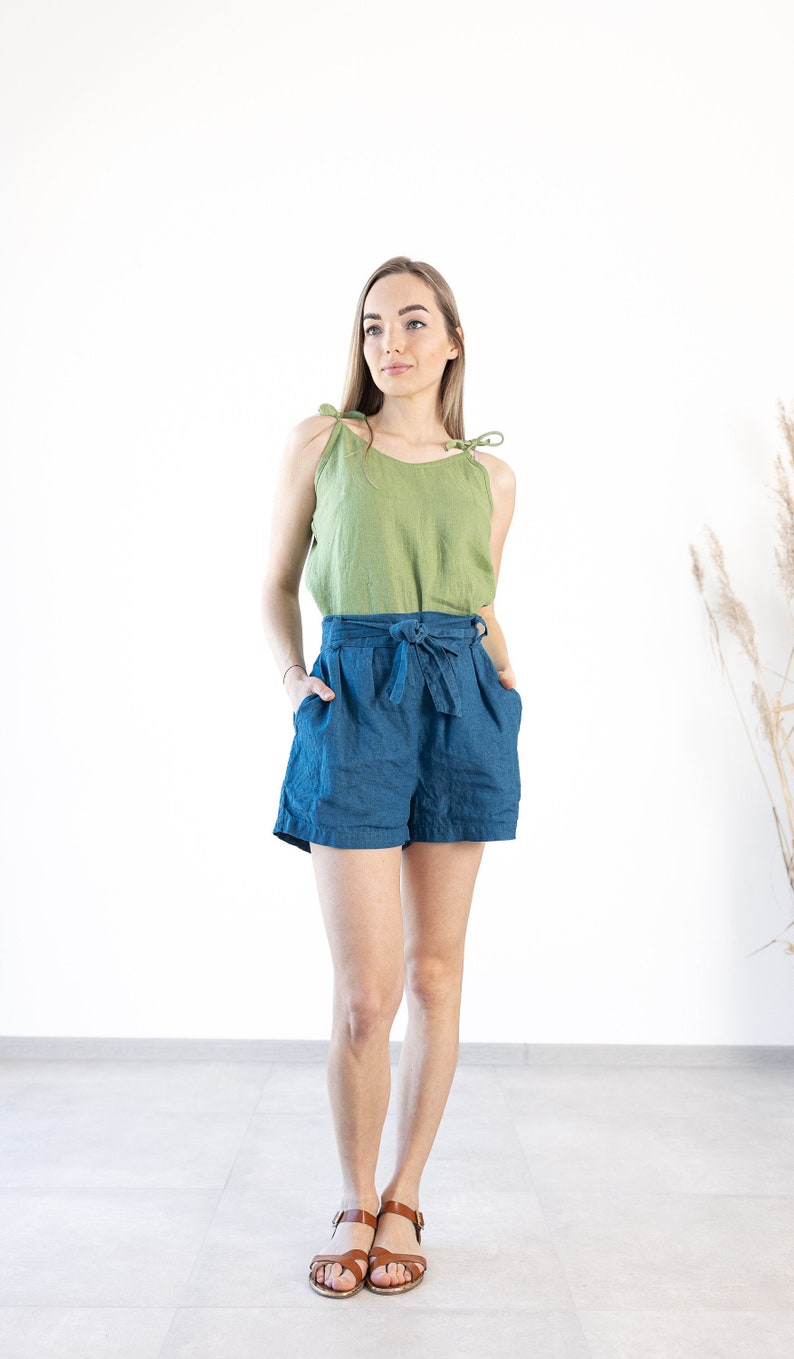 Ready to ship / Women's Linen Shorts Isabella / Women Loose Shorts / Linen Shorts with Elastic Waist Band image 1