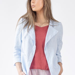 Women's Linen jacket CHLOE / Women Open Front Linen Cardigan image 3
