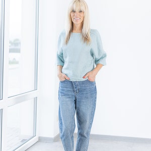 Women&#39;s LINEN Crop TOP MOLLY / Linen shirt / blouse / Linen tank top / loose fit blouse / sustainable clothing / Lightweight linen top