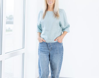 Women's LINEN Crop TOP MOLLY / Leinenhemd / Bluse / Leinen Tank Top / Leinenbluse / Nachhaltige Kleidung / Leichtes Leinen Top