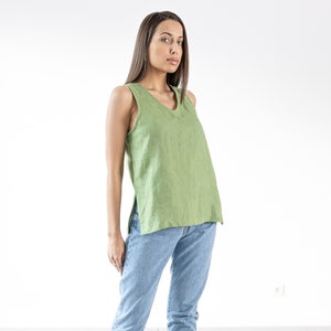 Ready to ship / Women Linen Top NAOMI / Women&#39;s linen Blouse / Loose Fit Linen Sleeveless Top / Women Minimalist Linen Shirt