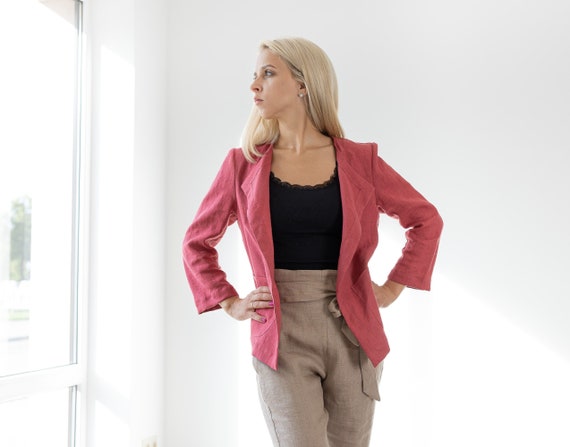 Buy LINEN JACKET CHLOE / Linen Cardigan / Linen Short Jacket With 