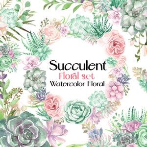 Watercolor Succulent PNG Bundle |  Watercolor Succulent Clipart | Succulent PNG | Succulent Cactus Png Clipart
