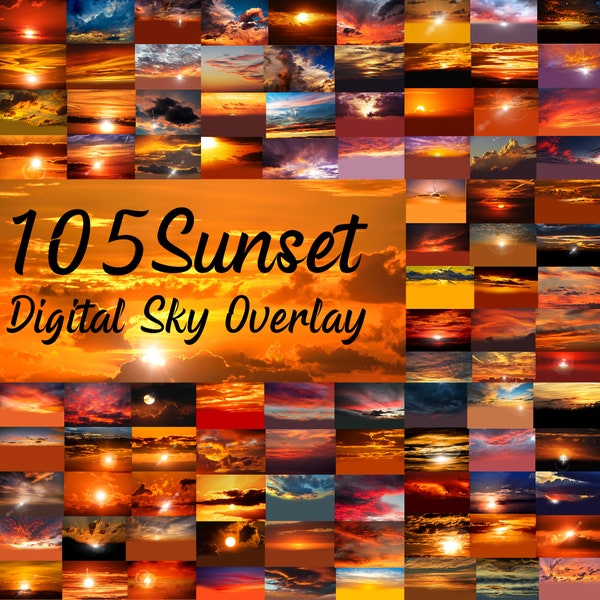 105 Digital Sunset Sky Photo Overlays sunset sky photoshop sunset dramatic overlay  realisticnature sky Overlays texture Image Files