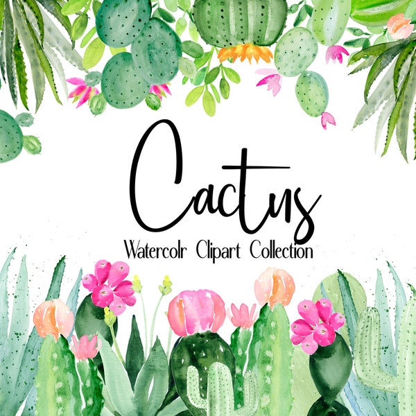 Cactus watercolor clipart collection, cactus clip art ,cactus watercolor png