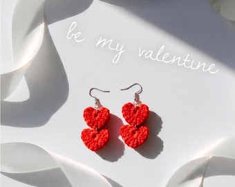 Heart Earrings Pattern, Valentine Micro Crochet Jewelry PDF Pattern, Romantic Gift