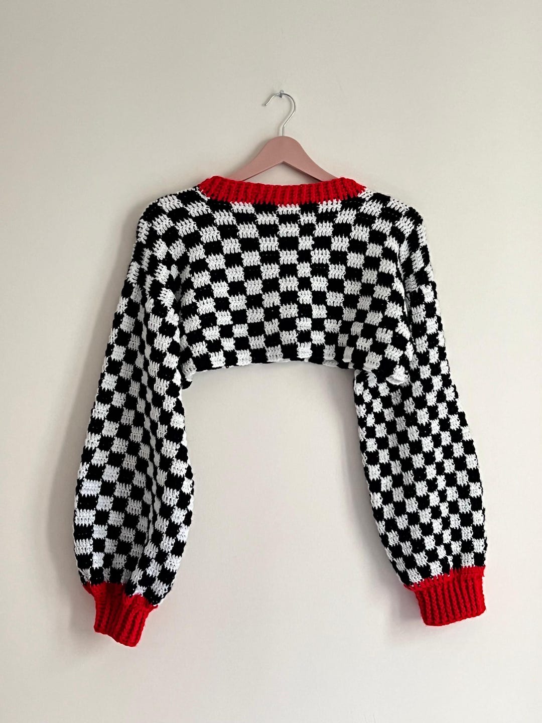 Checker Pattern Sweaters Checkerboard Crochet Sweater Pattern – Retro Color Block Pullover ...
