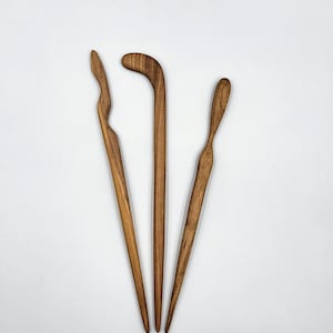 3 haarspelden, haarspeld, handgemaakte haarspeld, olijfhouten haarspeld