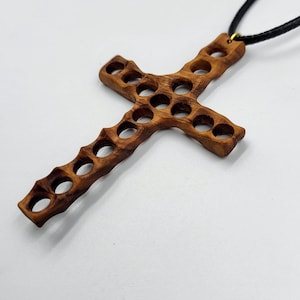 Handmade Olive Wood Cross Pendant Necklace
