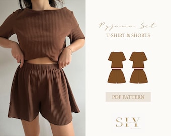 Pyjama Set | digital sewing pattern | XXS - XXL | loungewear t-shirt & shorts