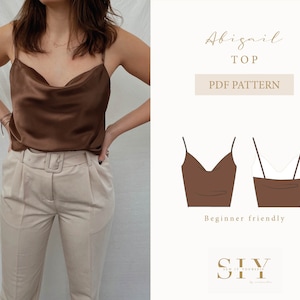 Blusa de cetim Abigail | molde de costura digital | tamanho XS - XL